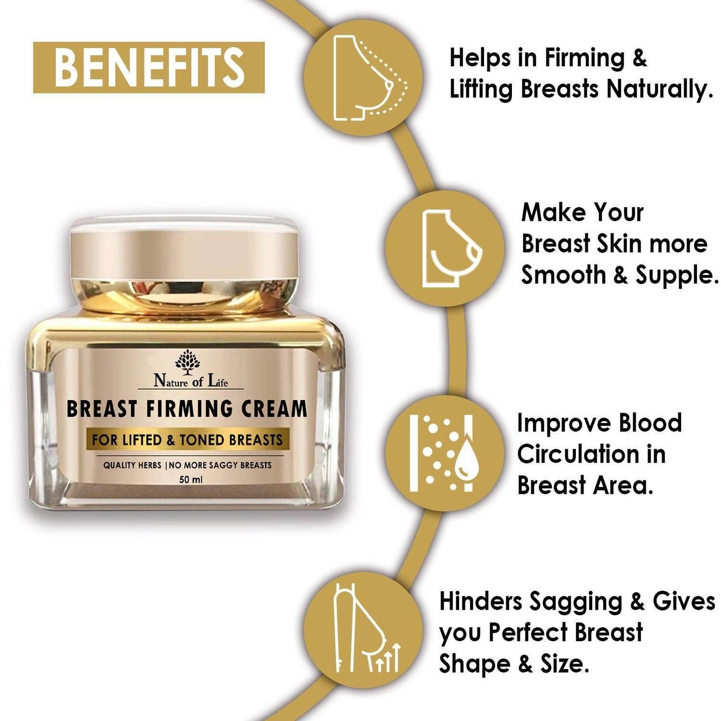 Nature of Life Breast Firming Cream for Breast Lifting & Tightening 50ml - Beauty Swiss