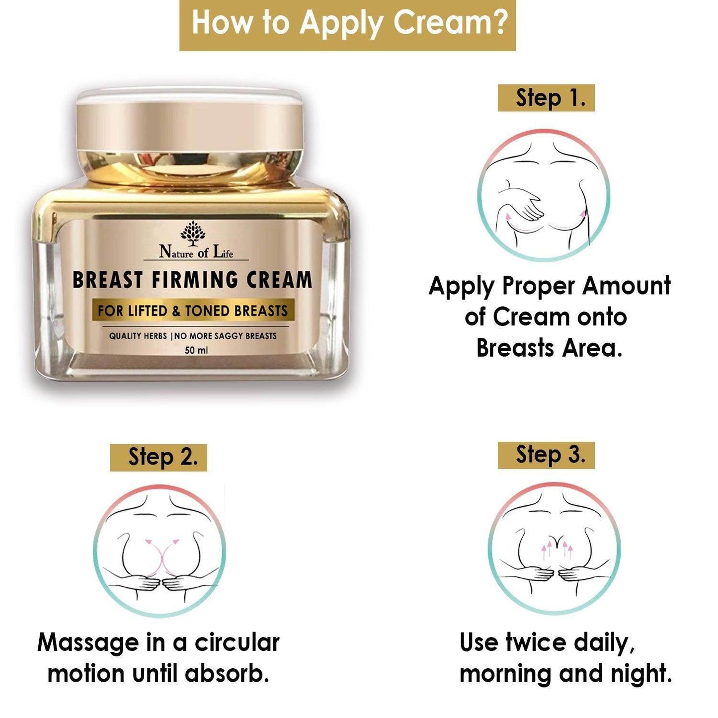Nature of Life Breast Firming Cream for Breast Lifting & Tightening 50ml - Beauty Swiss