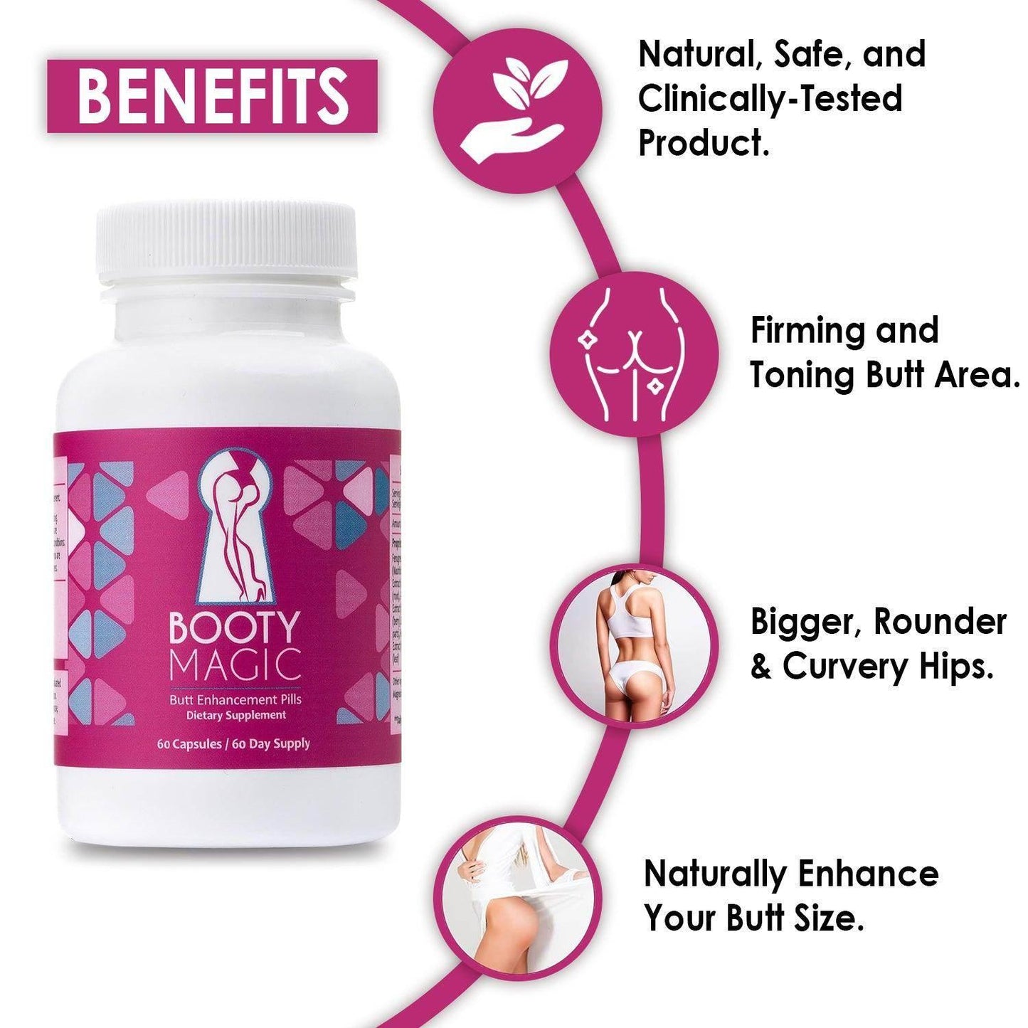 Booty Magic Butt Enhancement Capsule - 60 Caps - Beauty Swiss
