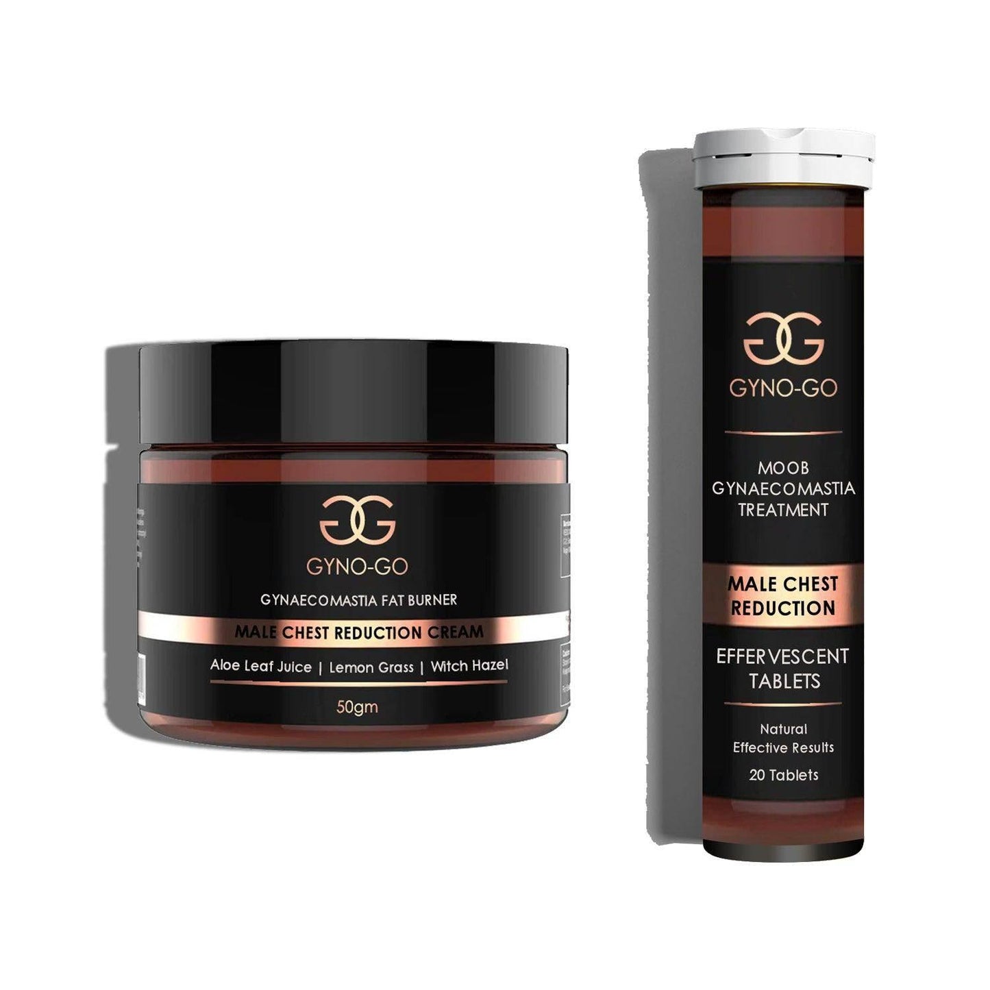 Gyno-Go Male Chest Reduction Cream & Effervescent Tablets - Gynaecomestia Reduction Combo - Beauty Swiss