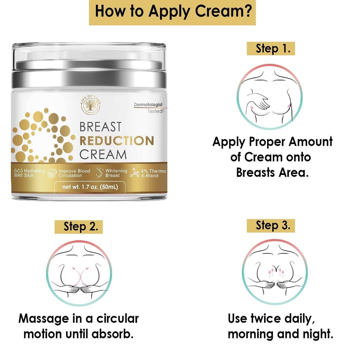 Life of Tree Breast Size Reduction Cream for Tight & Lift Breast - 50ml - Beauty Swiss