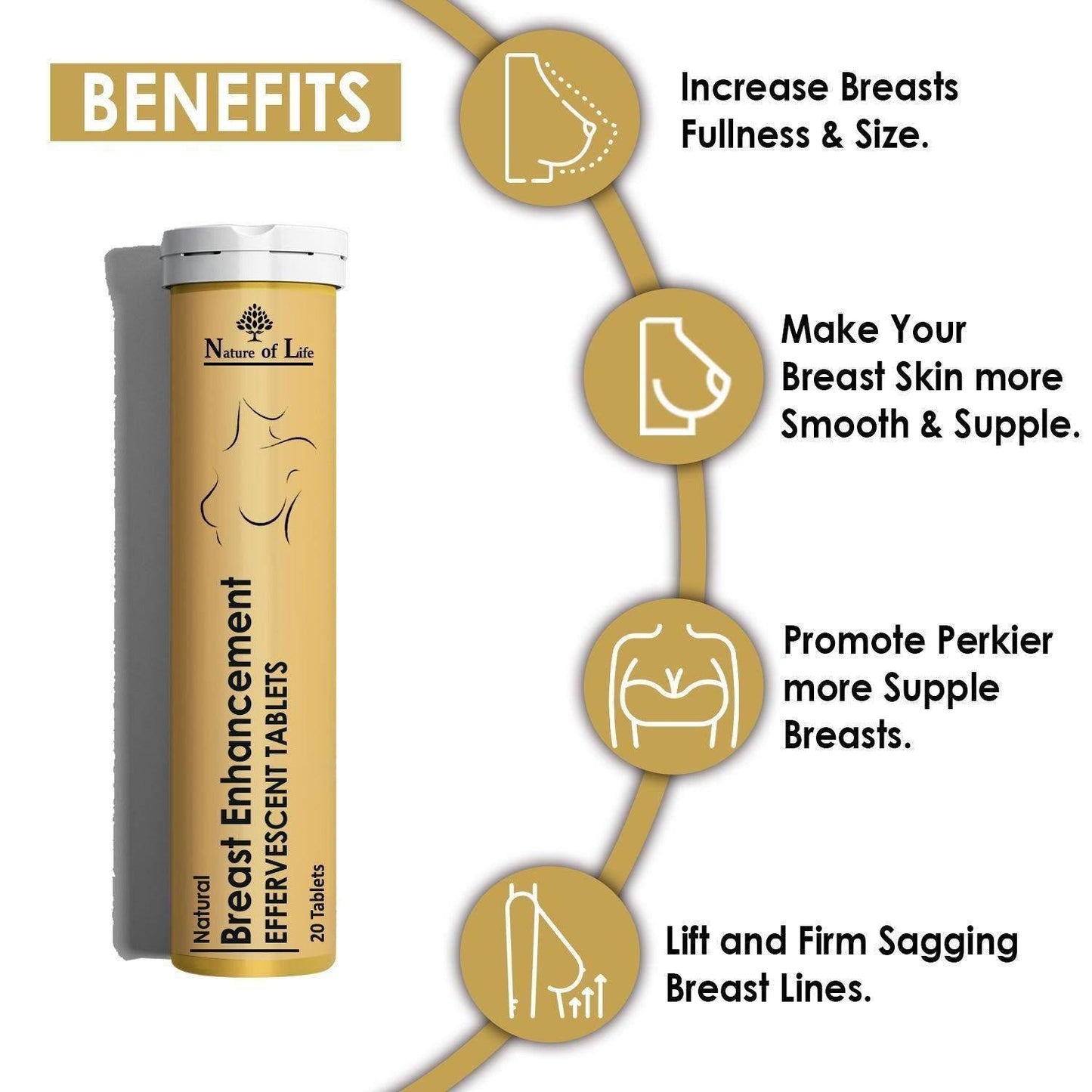Nature of Life Breast Enhancement Effervescent Tablets - Fuller Breasts Size - Beauty Swiss