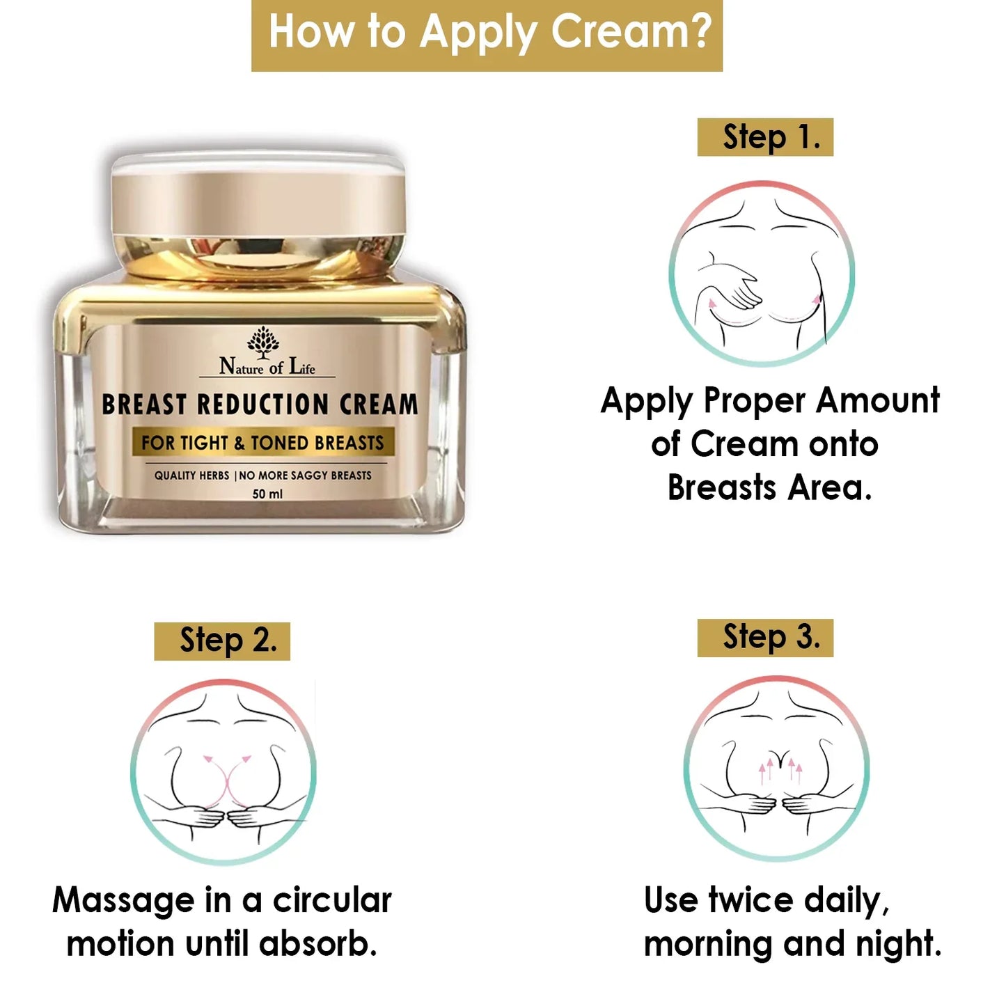 how to apply breast reduction cream step by step