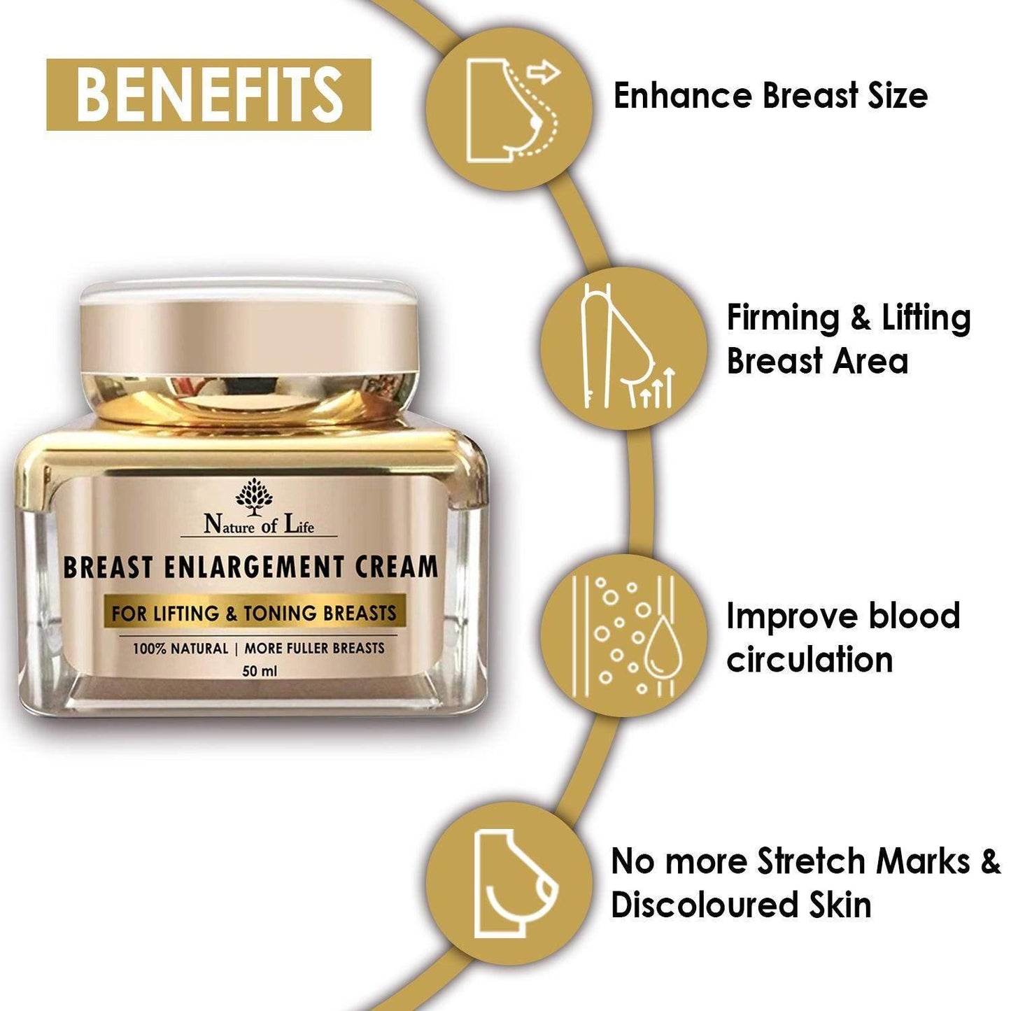 Nature of Life Bust Enhancement & Lifting Cream 50ml - Beauty Swiss