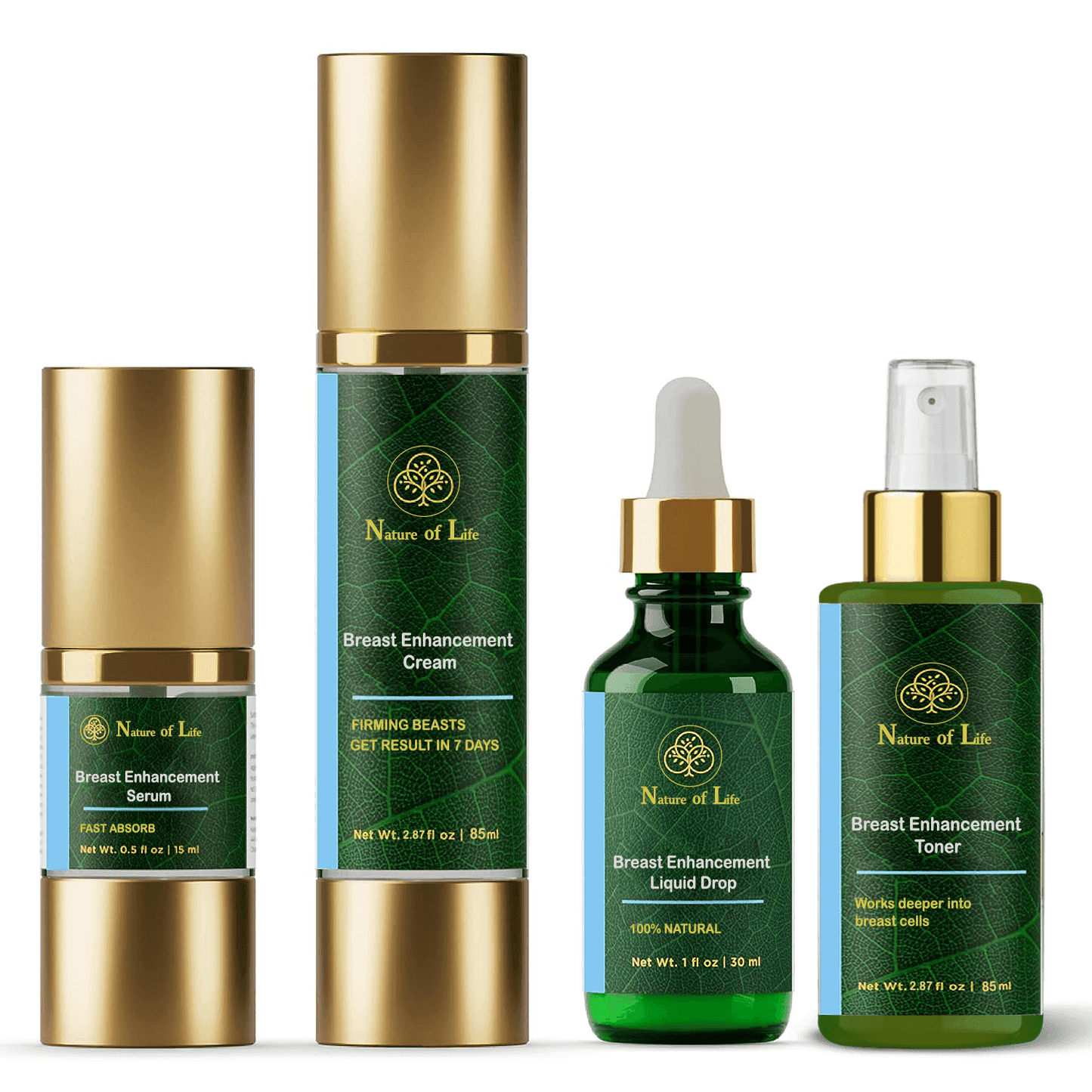 Nature of Life - Breast Enhancement Cream, Breast Enhancement Serum, Breast Enhancement Liquid Drops & Breast Enhancement Toner - Beauty Swiss