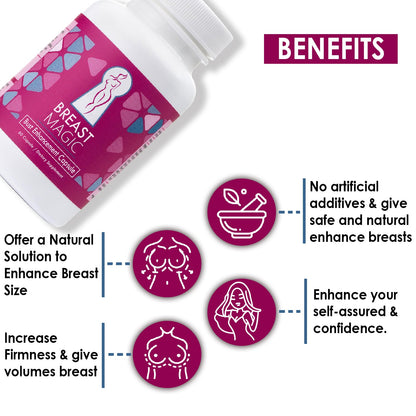 Breast Magic Breast Enhancement Capsule for Naturally Fuller & Toned Breasts - 60 Caps Beauty Swiss